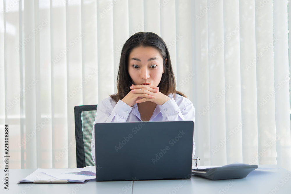 Asian business woman happy in a office,Worker success from work,Thailand people,Happiness girl concept Asian business woman happy in a office,Worker success from work,Thailand people,Happiness girl concept