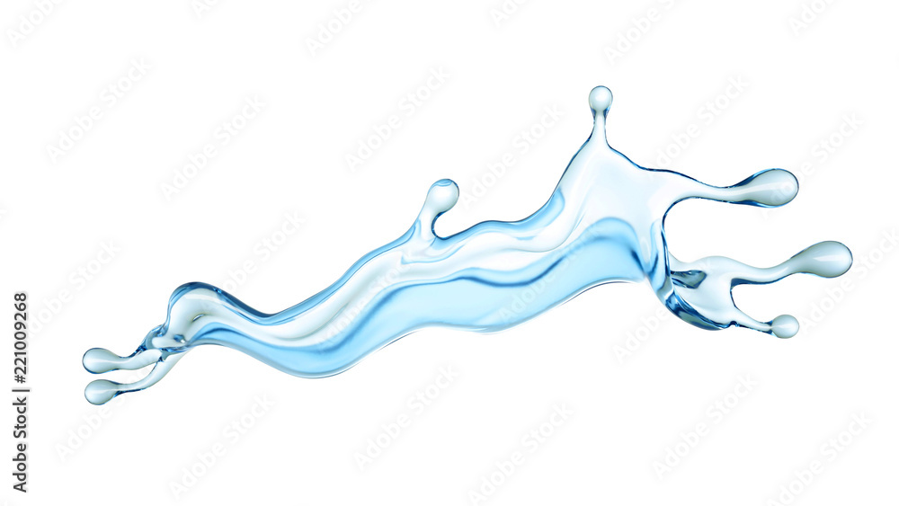 A splash of clear blue water. 3d illustration, 3d rendering. A splash of clear blue water. 3d illustration, 3d rendering.