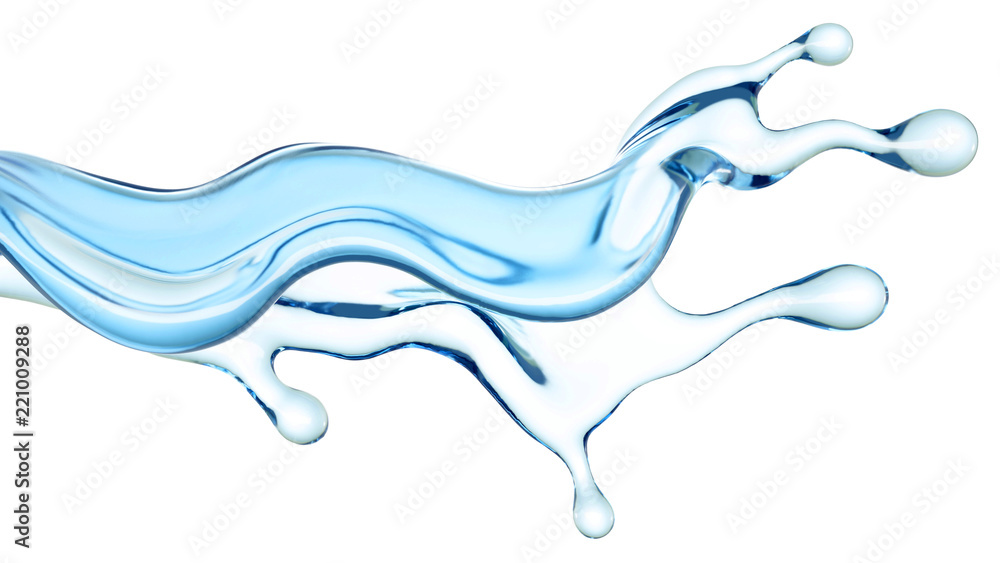 A splash of clear blue water. 3d illustration, 3d rendering. A splash of clear blue water. 3d illustration, 3d rendering.