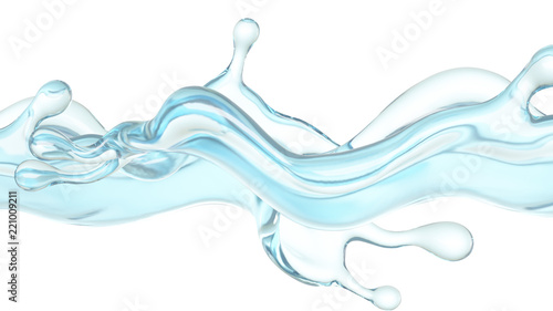 A splash of clear blue water. 3d illustration  3d rendering.