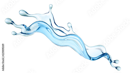 A splash of clear blue water. 3d illustration  3d rendering.