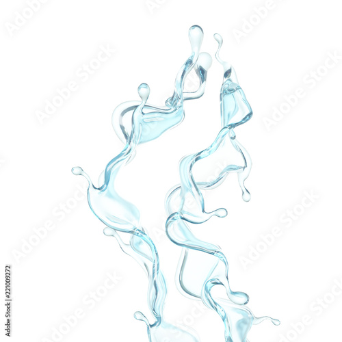 A splash of clear blue water. 3d illustration, 3d rendering.