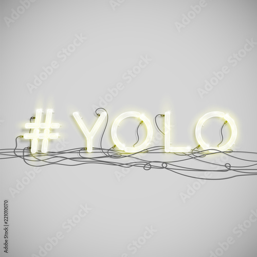 Neon hashtag word, vector illustration