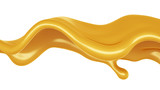Golden yellow splash of caramel. 3d illustration, 3d rendering.