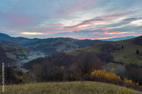 Beautiful from the nature with fog and clouds at sunset