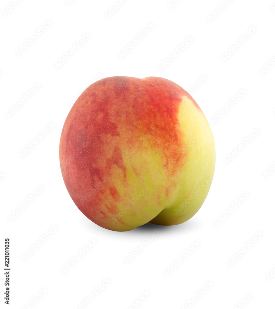 Peach on a white background. Ripe peach close-up isolated on white background. Peach on a white background. Ripe peach close-up isolated on white background.