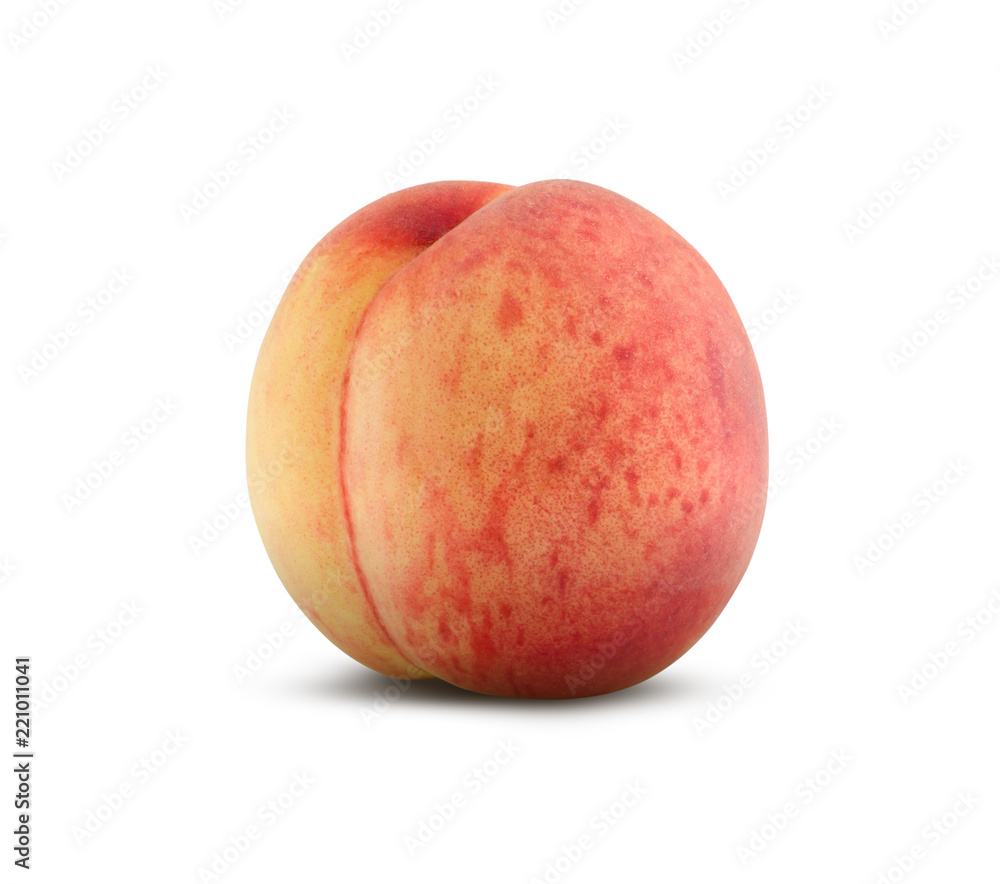 Peach on a white background. Ripe peach close-up isolated on white background. Peach on a white background. Ripe peach close-up isolated on white background.