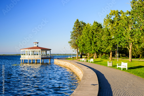Sightseeing of Haapsalu. The Baltic sea promenade in the centre of Haapsalu, a beautiful summer view, Estonia