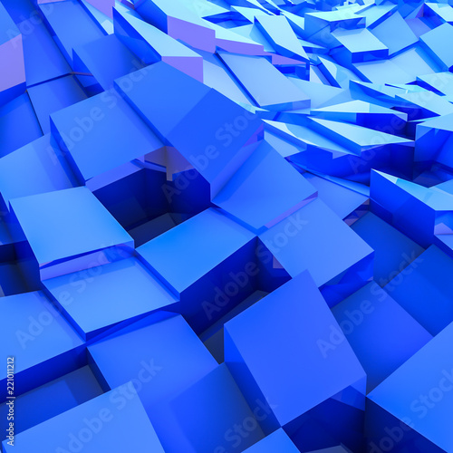 blue convex cubes three-dimensional background. abstract illustration. 3d RENDERING