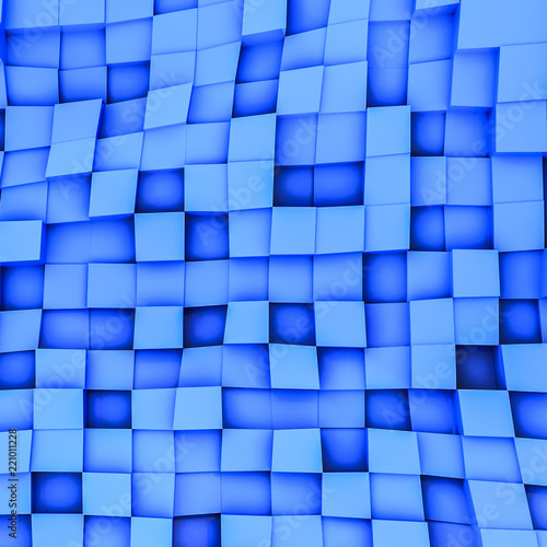 blue convex cubes three-dimensional background. abstract illustration. 3d RENDERING