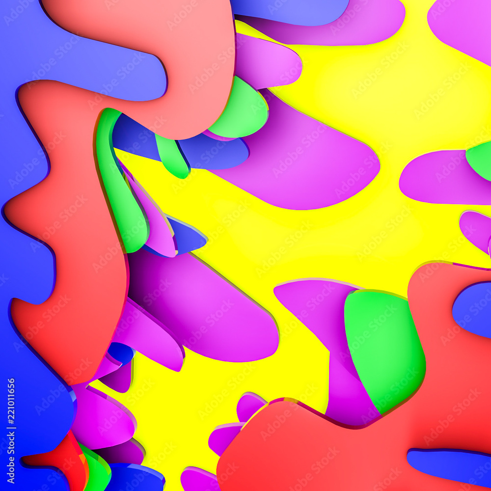 Fototapeta premium multicolored glossy plates of different shapes. abstract three-dimensional background. 3D rendering