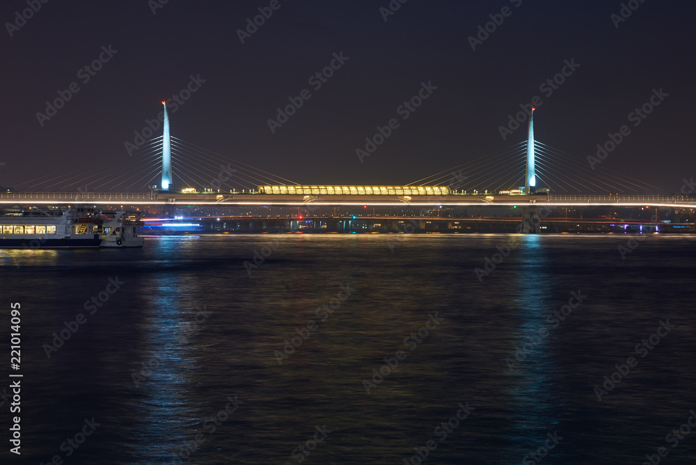 bridge across the Golden Horn in Istanbul at night bridge across the Golden Horn in Istanbul at night
