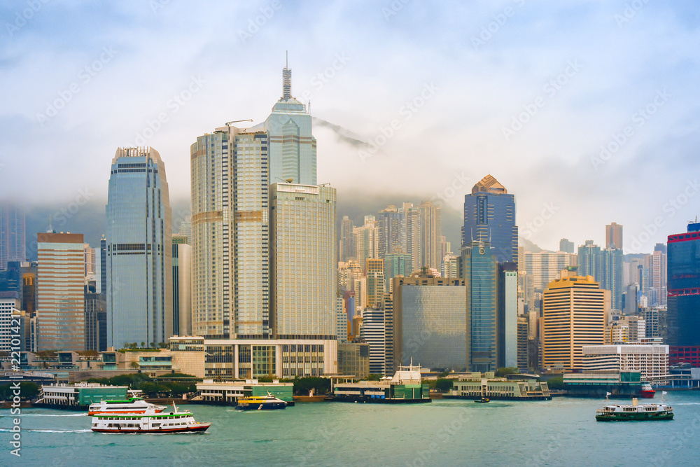 Hong Kong skyline and harbour.