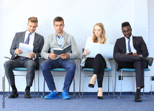 Stressful people waiting for the job interview.