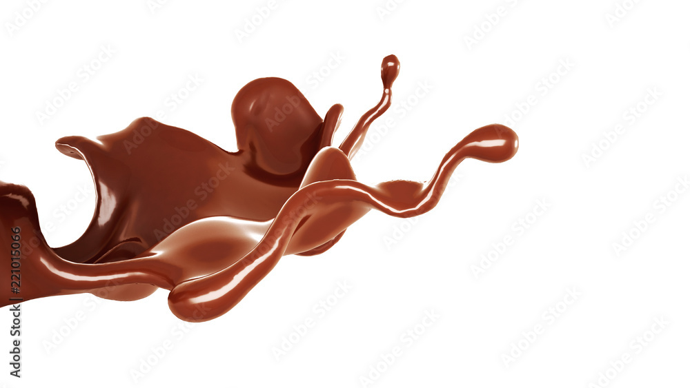 A splash of chocolate. 3d illustration, 3d rendering. A splash of chocolate. 3d illustration, 3d rendering.