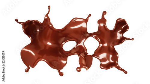 A splash of chocolate. 3d illustration, 3d rendering.