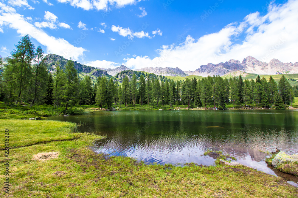 San Pellegrino lake in the Italian Dolomites