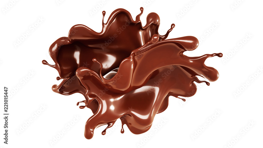 A splash of chocolate. 3d illustration, 3d rendering. A splash of chocolate. 3d illustration, 3d rendering.