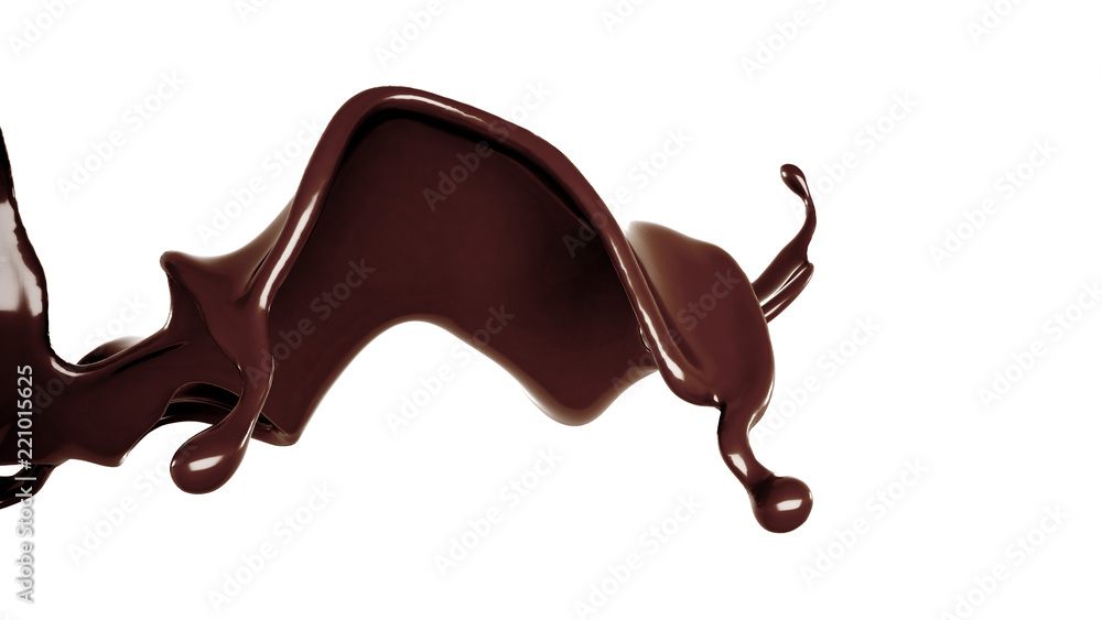 A splash of chocolate. 3d illustration, 3d rendering.