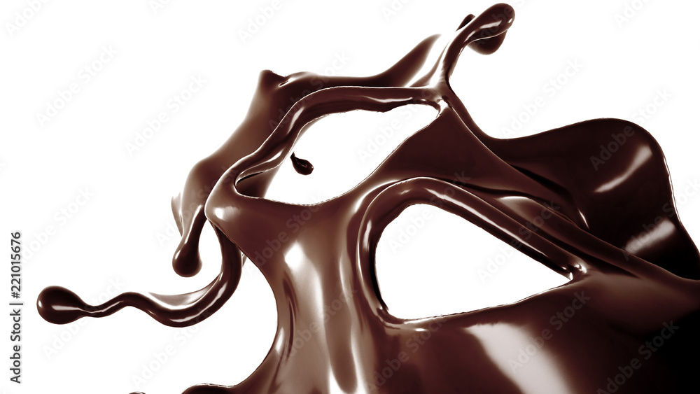 A splash of chocolate. 3d illustration, 3d rendering. A splash of chocolate. 3d illustration, 3d rendering.