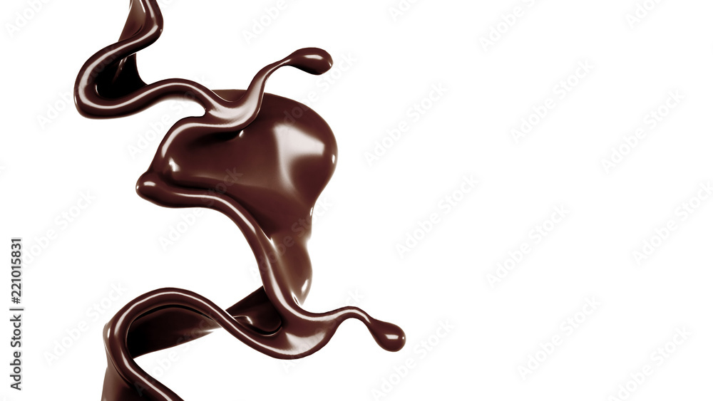 A splash of chocolate. 3d illustration, 3d rendering. A splash of chocolate. 3d illustration, 3d rendering.