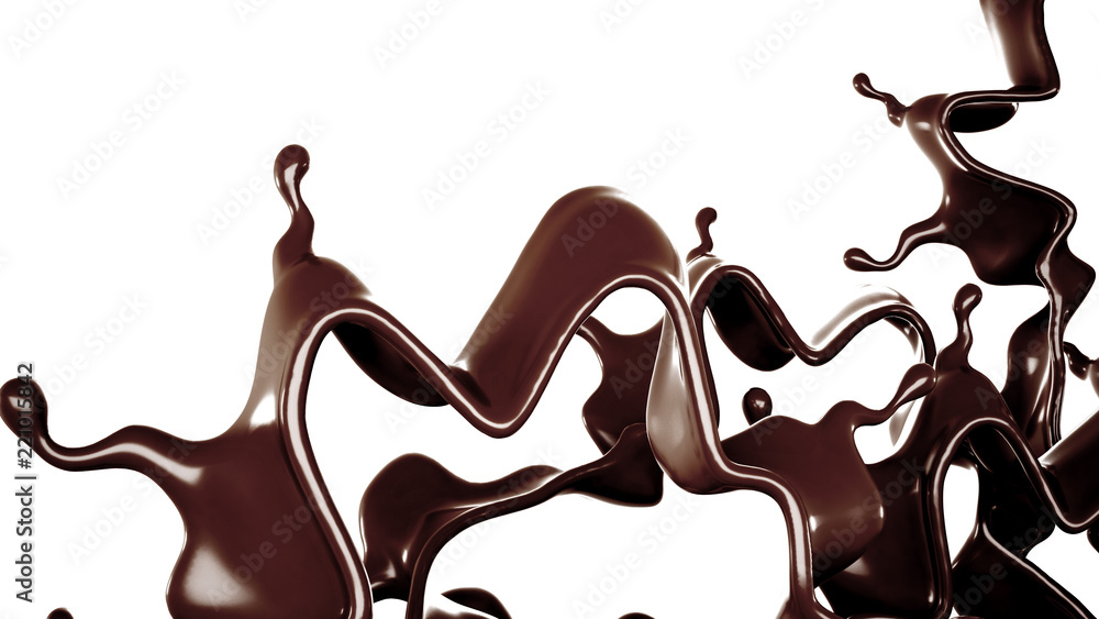 A splash of chocolate. 3d illustration, 3d rendering. A splash of chocolate. 3d illustration, 3d rendering.