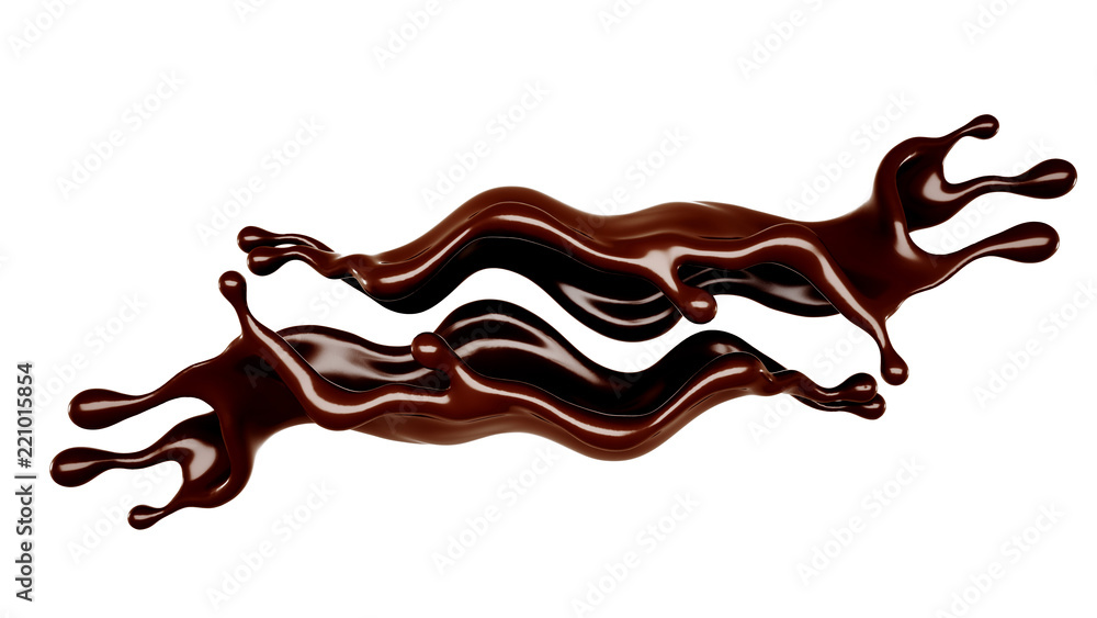 Fototapeta premium A splash of chocolate. 3d illustration, 3d rendering.