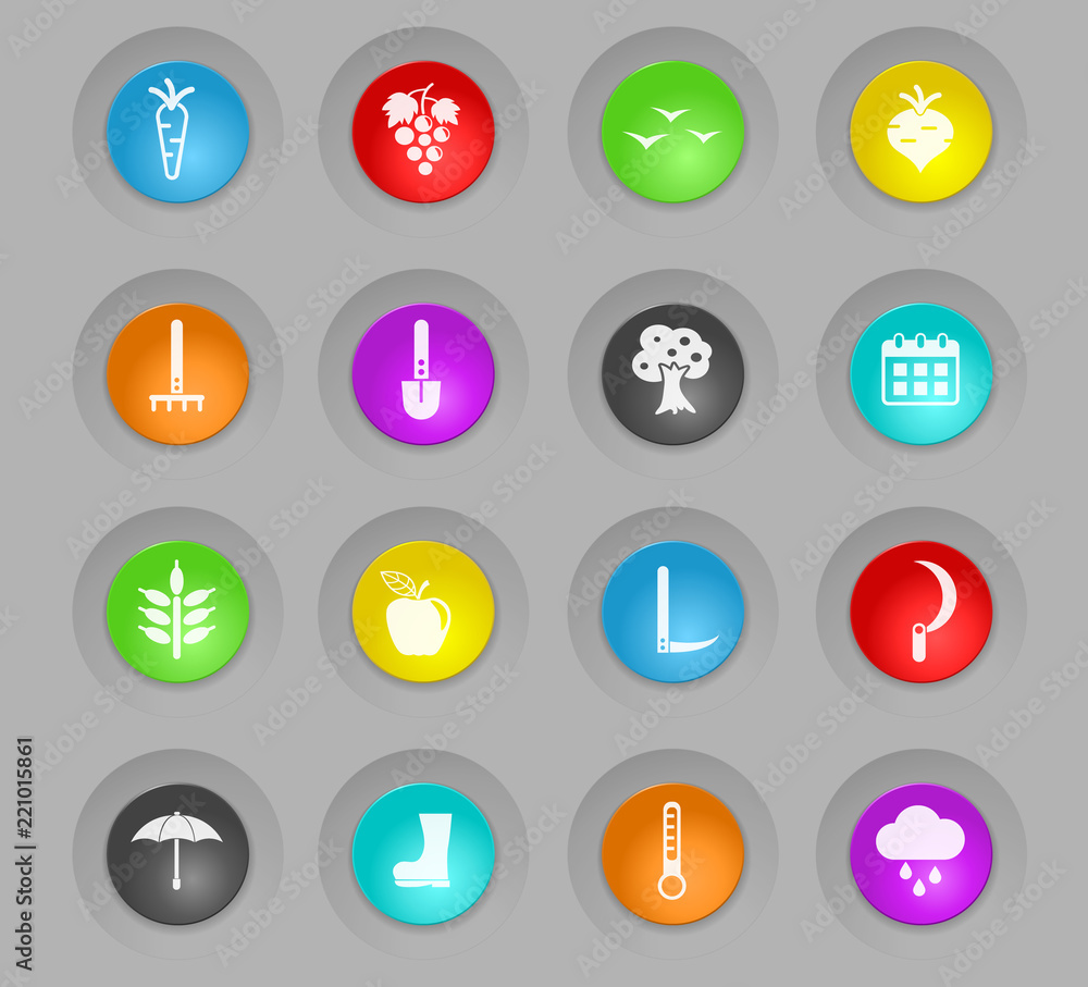 autumn colored plastic round buttons icon set autumn colored plastic round buttons icon set