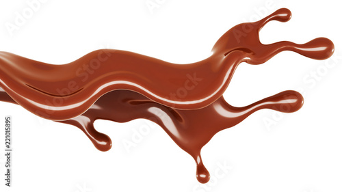 A splash of chocolate. 3d illustration, 3d rendering.