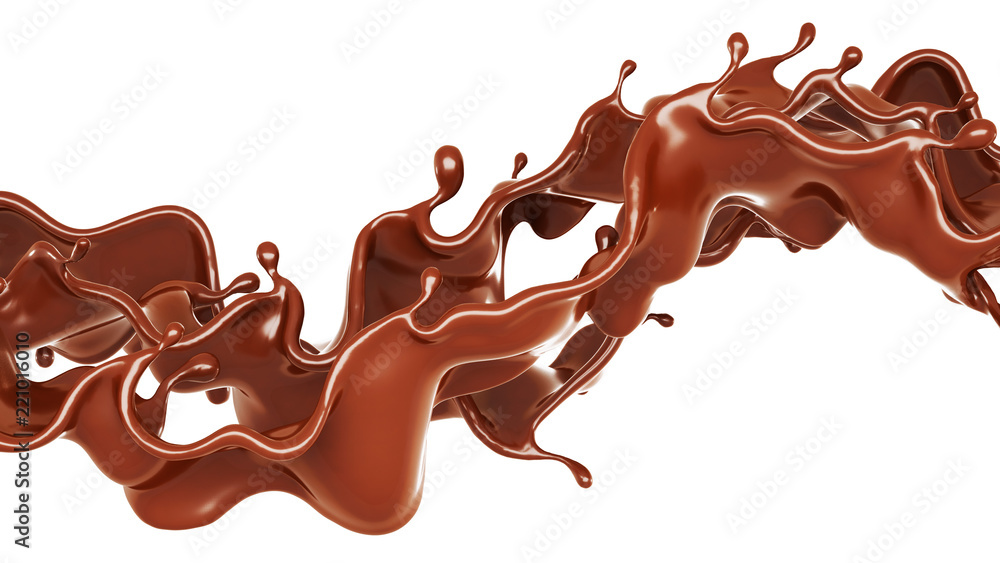 A splash of chocolate. 3d illustration, 3d rendering. A splash of chocolate. 3d illustration, 3d rendering.