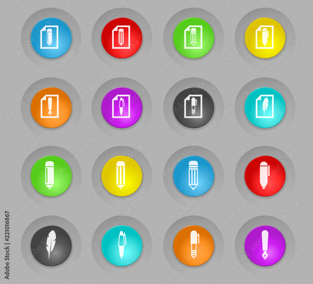 edit colored plastic round buttons icon set edit colored plastic round buttons icon set