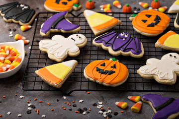Halloween cookies decorated with royal icing