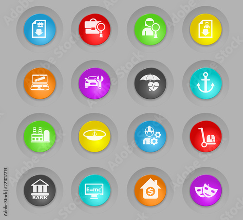 job search colored plastic round buttons icon set