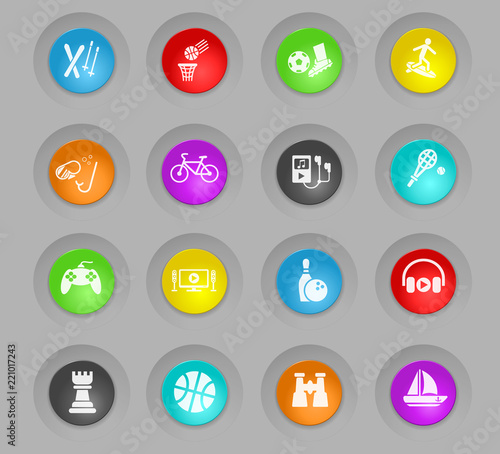 leisure colored plastic round buttons icon set