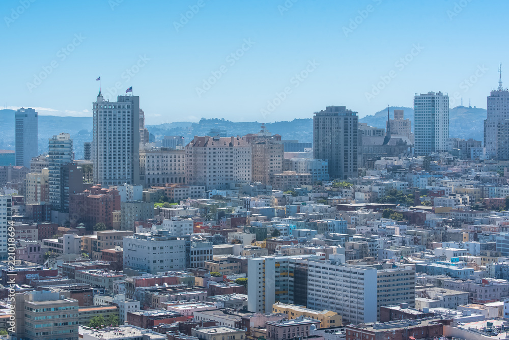 Obraz premium San Francisco, aerial view of Financial District downtown 