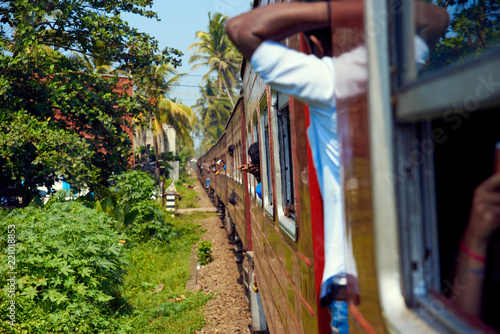 old train rides through the beautiful landscapes in Sri Lanka