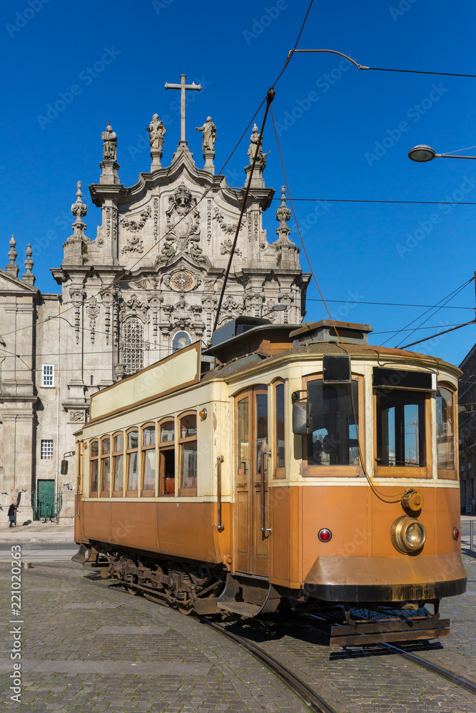 Old tram in Porto, Portugal.