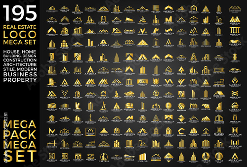 Mega Set and Big Group, Real Estate, Building and Construction Logo Vector Design Eps 10