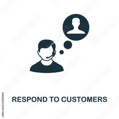 Respond To Customers icon. Monochrome style design from management icon collection. UI. Pixel perfect simple pictogram respond to customers icon. Web design, apps, software, print usage.