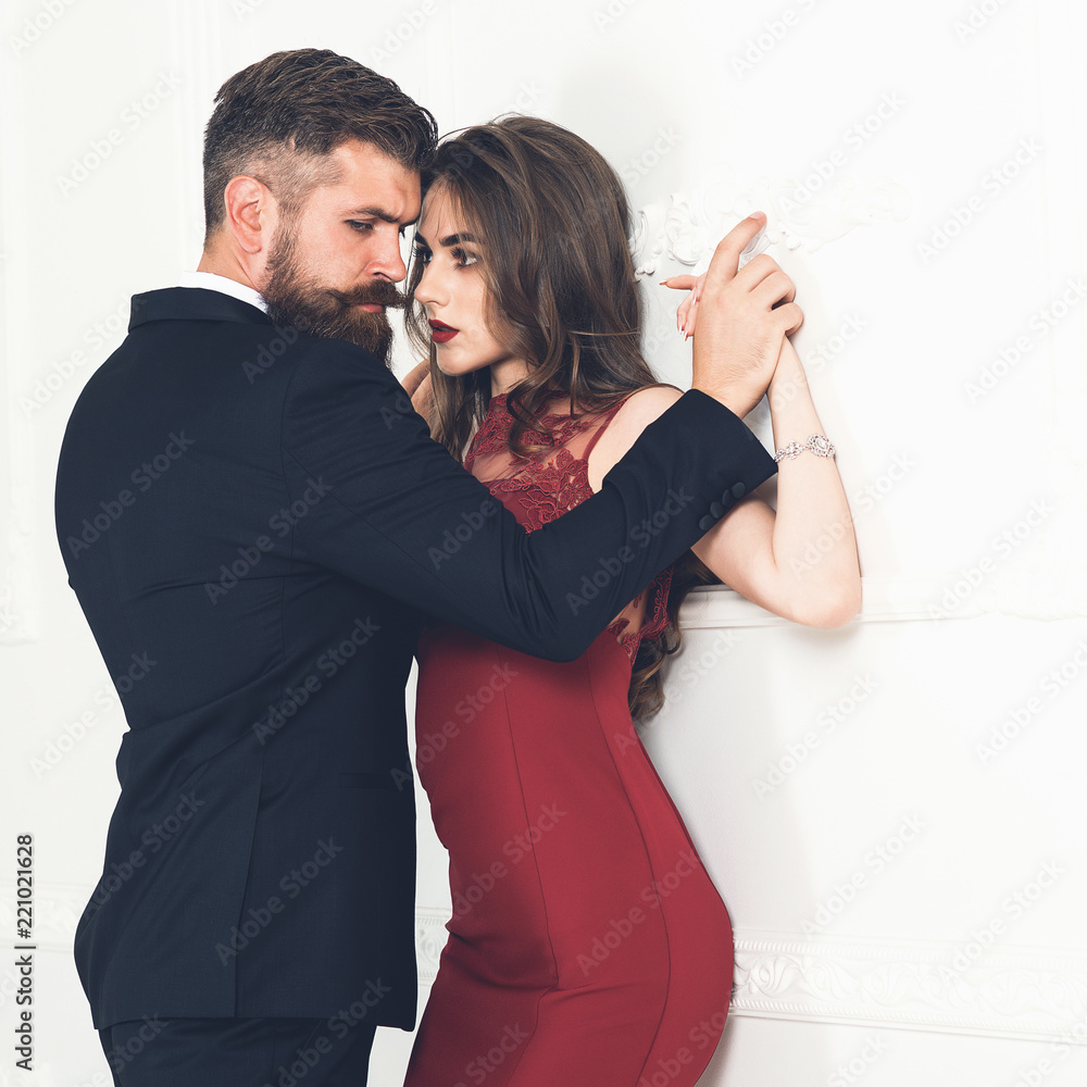 Sexy elegant couple in tender passion photo photo