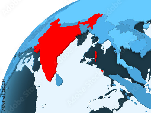 India on blue globe