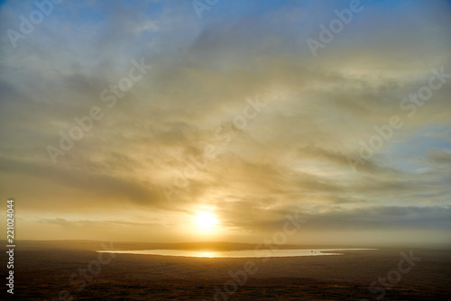 Sunrise over the lake in Iceland