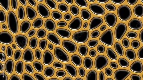 Black gold texture background with relief and circles. 3d illustration, 3d rendering. © Pierell