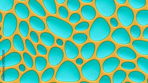 Turquoise texture background with relief and circles. 3d illustration, 3d rendering.