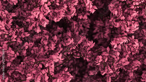 Beautiful pink background with leaves  season of the year. 3d illustration  3d rendering.