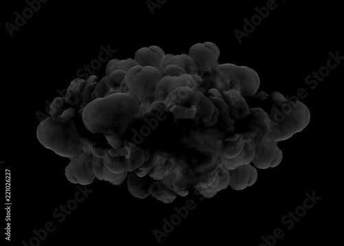 Gray smoke on a black background. 3d illustration, 3d rendering.