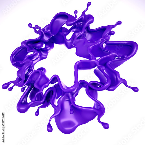 A splash of purple liquid. 3d illustration, 3d rendering.