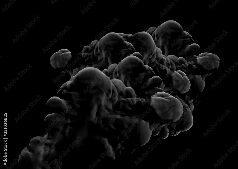 Gray smoke on a black background. 3d illustration, 3d rendering. Gray smoke on a black background. 3d illustration, 3d rendering.