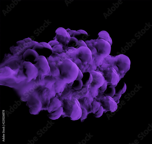 Purple smoke on a black background. 3d illustration, 3d rendering.