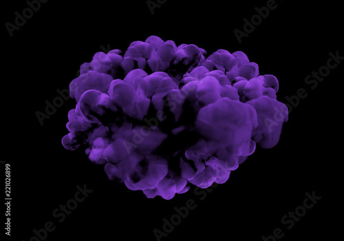 Purple smoke on a black background. 3d illustration, 3d rendering.